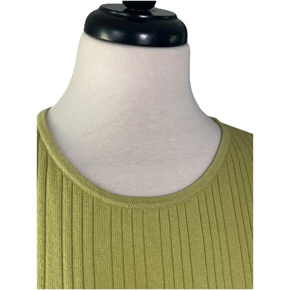 Talbots Ribbed Sweater Women’s Petite Lg Pullover Long Sleeve Fitted Pea Green - Picture 2 of 5